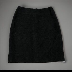 Vtg Chanel Boutique Women's Black Side Zip Wool Short Length Mini Skirt 28”